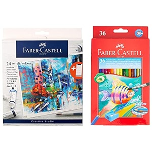 faber-castell design series aquarelle water color pencils - 36 shades student acrylic 9 ml set of 24 red