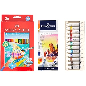 faber-castell design series aquarelle water color pencils - 36 shades creative studio watercolours 5 ml set of 12