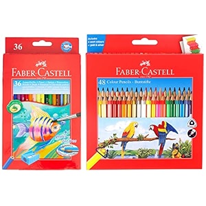 faber-castell design series aquarelle water color pencils - 36 shades 48 triangular colour pencils
