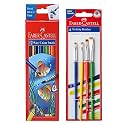 Faber-Castell Water Color Pencils with Paint Brush - Pack of 12 (Assorted) Tri-Grip Brush - Flat, Pack of 4 (Assorted)