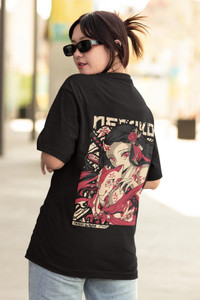 fabflee printed typography women round neck black t-shirt