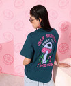 Fabflee Printed, Typography Women Round Neck Green T-Shirt
