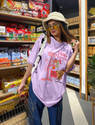 Fabflee Printed, Typography Women Round Neck Purple T-Shirt