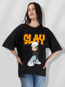 Fabflee Printed, Typography Women Round Neck Black T-Shirt