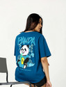 Fabflee Printed, Typography Women Round Neck Blue T-Shirt