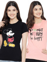 Fabflee Printed Women Round Neck Multicolor T-Shirt