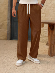 Fabflee Regular Fit Men Brown Trousers