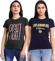 Fabflee Typography Women Round Neck Multicolor T-Shirt
