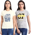 Fabflee Typography Women Round Neck Multicolor T-Shirt