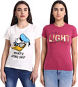 Fabflee Typography Women Round Neck Multicolor T-Shirt