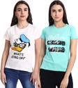 Fabflee Typography Women Round Neck Multicolor T-Shirt