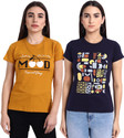 Fabflee Typography Women Round Neck Multicolor T-Shirt