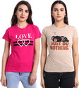 Fabflee Typography Women Round Neck Multicolor T-Shirt