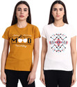 Fabflee Typography Women Round Neck Multicolor T-Shirt