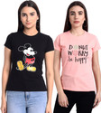 Fabflee Typography Women Round Neck Multicolor T-Shirt
