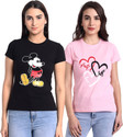 Fabflee Typography Women Round Neck Multicolor T-Shirt