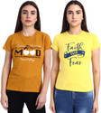 Fabflee Typography Women Round Neck Multicolor T-Shirt