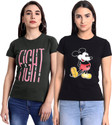 Fabflee Typography Women Round Neck Multicolor T-Shirt