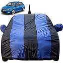 Fabia Dustproof Car Cover with Mirror &amp; Antenna Pockets, Royal Blue Stripes, Taffeta Polyster,Triple Stitched, Compatible with Skoda Fabia Car Cover (2008 to 2015), Fabia Car Accessories