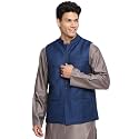 Fabindia Blue Viscose Blend Dobby Jackets
