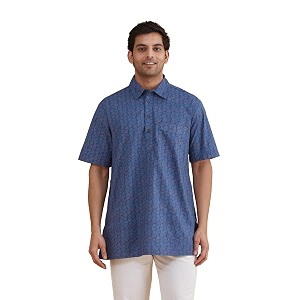 Fabindia Fabnu Men Cotton Printed Mandarin Collar
