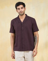 Fabindia Men Solid Casual Maroon Shirt