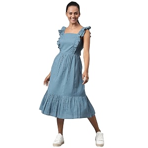 Fabindia Women Back Tie Up Dress Cotton