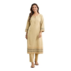 Fabindia Womens Cotton Printed Geometric Regular Fit