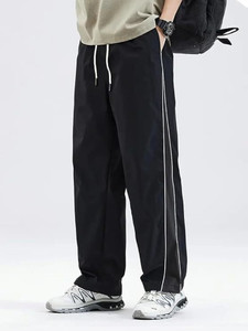 Fabitto Striped Men Black Track Pants