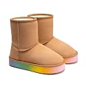 FabKids Girls' Warm Fleece Lined Platform Snow Boots Non-Slip Ankle Winter Boots