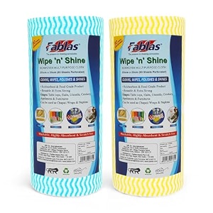 fablas kitchen towel roll - non-woven reusable super absorbent amp lint-free  160 wipes pack of 2 - perfect for cleaning kitchen accessories amp more  alternative to microfiber amp tissue rolls