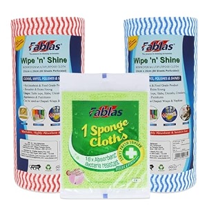 fablas kitchen towel roll - non-woven reusable super absorbent amp lint-free  160 wipes pack of 2 - perfect for cleaning kitchen accessories amp more  alternative to microfiber amp tissue rolls