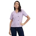 FableStreet Linen V-Neck Button Top - Purple