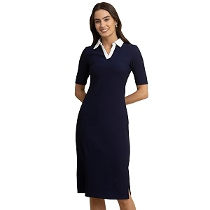 FableStreet Livin Contrast Collar Dress - Navy