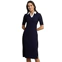 FableStreet Livin Contrast Collar Dress - Navy