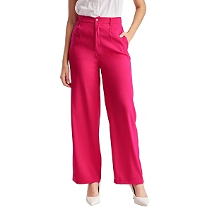 FableStreet Womens Formal Trousers High-Rise Pleated