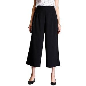 FableStreet Womens Polyester Pleated Culottes Pants Black