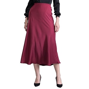 FableStreet Womens Polyester Satin Elasticated A Line