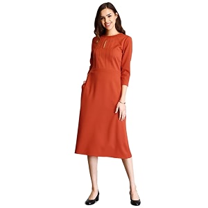 FableStreet Womens Polyester Stylised Neck Pintuck Midi