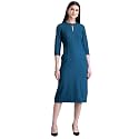 FableStreet Women39s Polyester Stylised Neck Pintuck Midi