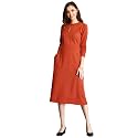 FableStreet Women39s Polyester Stylised Neck Pintuck Midi