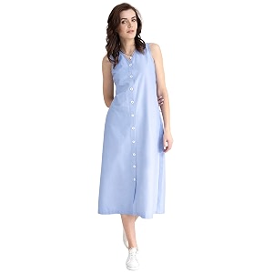 FableStreet Women Casual Midi Cotton Button Down