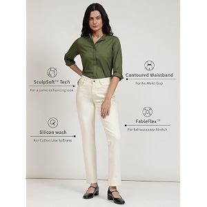 FableStreet Womens Mid Waist Jeans Wide Leg