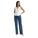 FableStreet Womens Mid Waist Jeans Wide Leg