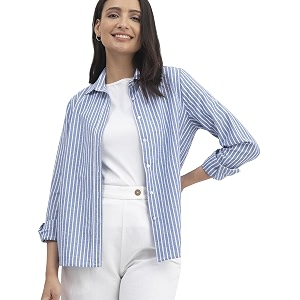FableStreet Women Shirt Striped Long Sleeve