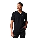 Fabletics Men's Helix 1-Pocket Scrub Top - MotionTech, Wrinkle-Resist, Chest Pocket, Anti-Shrink, Semi-Slim Fit