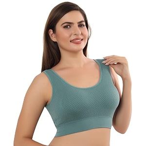 fabluk breathable mesh cotton sports bra anti-bacterial durable sports mesh long-lasting comfort and support- free size