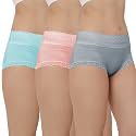 Fabluk Elegance: Embrace Comfort with Lace Spandex Hipster Panty - Full Coverage, Mid Rise, Stretch Fit, Breathable Cotton, Free Size (Fits 28'' to 32'' Waist Size)