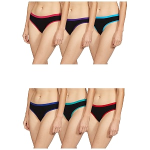 fabme women39s black with multicolur band cotton panties - pack of 6 - xx-large 100 cm 38 inch plain black panty packcolors and prints may vary