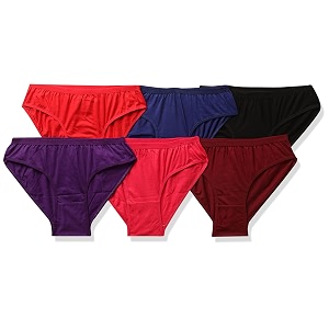 fabme women39s plainsolid cotton panties - pack of 6 - 4x-large 110 cm 42 inchcolors and prints may vary